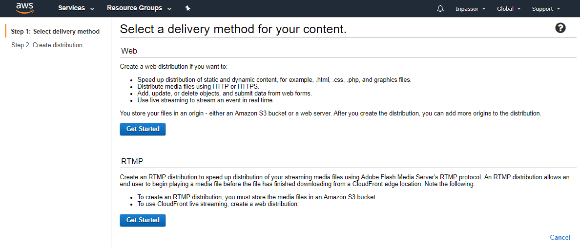 Select delivery method
