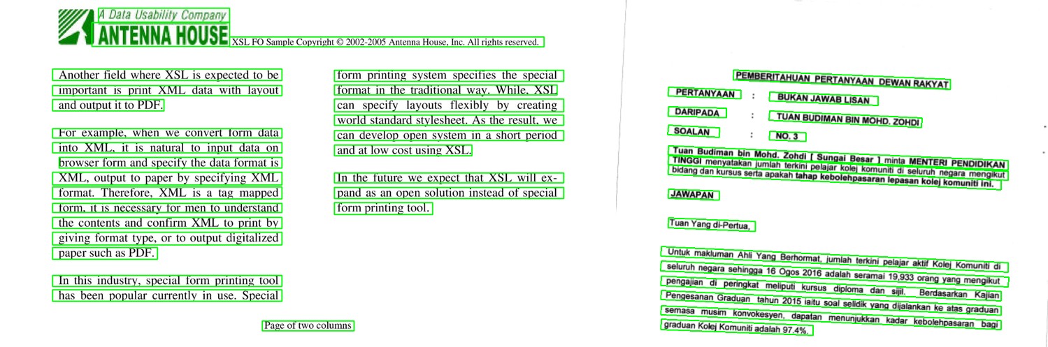 Пример MSER-детекции строк в документах